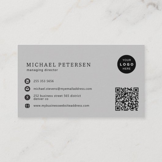 Modern professioneel bedrijf logo QR code Visitekaartje (Achterkant)