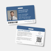 Modern Professioneel Blauw Logo Personeel ID QR Co Badge (Voor- en achterkant)