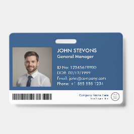 Modern Professioneel Blauw Logo Personeel ID QR Co Badge