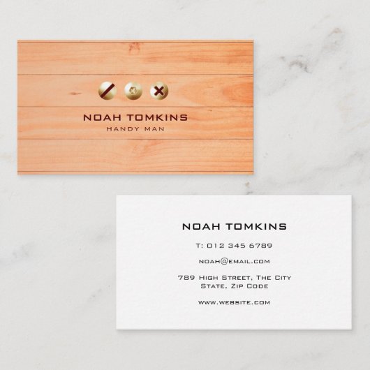 Modern Professioneel Bouwer Handig Man Visitekaartje (Voorkant / Achterkant)