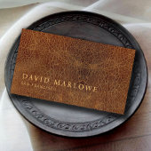 Modern professioneel bruin lederen effect visitekaartje