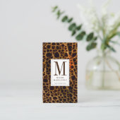 Modern Professioneel Bruin Monogram Lederen Effect Visitekaartje (Staand voorkant)