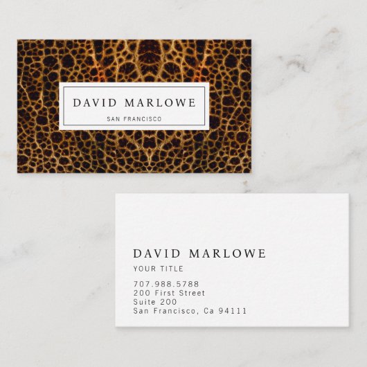 Modern professioneel bruin tweekleurig lederen eff visitekaartje (Voorkant / Achterkant)