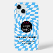 Modern Professioneel Chic Checker Bord Blue Custom Case-Mate iPhone Case (Achterkant)