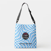 Modern Professioneel Chic Checker Bord Blue Custom Crossbody Tas (Achterkant)