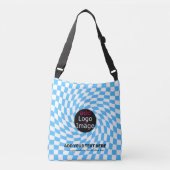 Modern Professioneel Chic Checker Bord Blue Custom Crossbody Tas (Voorkant)