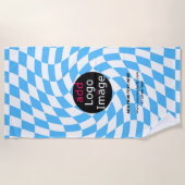 Modern Professioneel Chic Checker Bord Blue Custom Strandlaken (Voorkant)