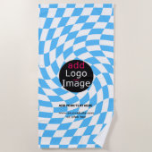 Modern Professioneel Chic Checker Bord Blue Custom Strandlaken (Voorkant)
