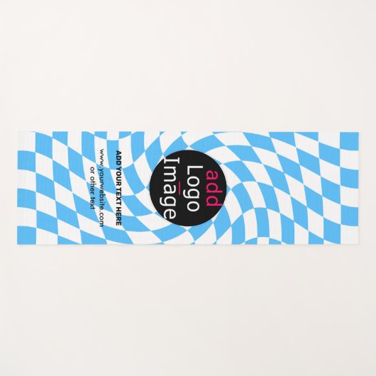 Modern Professioneel Chic Checker Bord Blue Custom Yogamat (Voorkant (horizontaal))