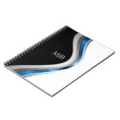 Modern professioneel curvenpatroon met monogram notitieboek (Linkerzijde)