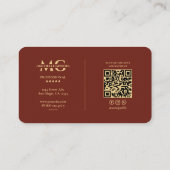 Modern Professioneel Donker Terracotta Monogram Visitekaartje (Achterkant)