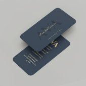 Modern Professioneel Donkerblauw Goud Monogram Visitekaartje