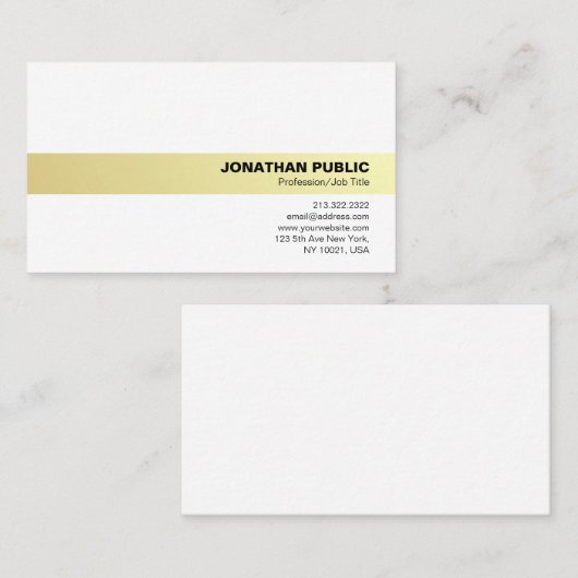 Modern Professioneel Eenvoudig Elegant Goud Wit Visitekaartje (Voorkant / Achterkant)