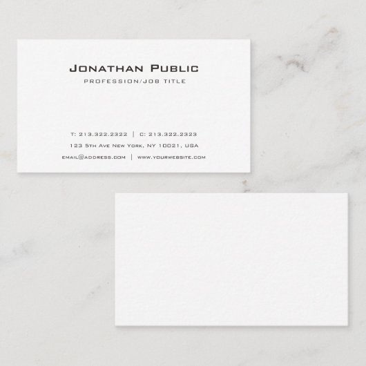 Modern Professioneel Eenvoudig Elegant Wit Visitekaartje (Voorkant / Achterkant)