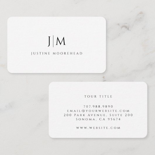 Modern Professioneel Eenvoudig Monogram Minimalist Visitekaartje (Voorkant / Achterkant)