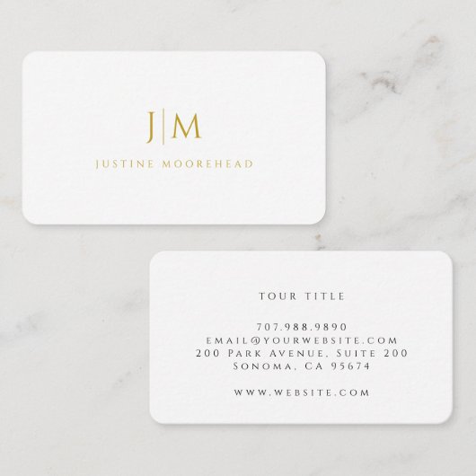 Modern Professioneel Eenvoudig Monogram Minimalist Visitekaartje (Voorkant / Achterkant)