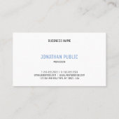 Modern Professioneel Elegant Blauw en Wit Eenvoudi Visitekaartje (Achterkant)