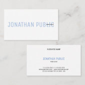 Modern Professioneel Elegant Blauw en Wit Eenvoudi Visitekaartje (Voorkant / Achterkant)