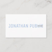 Modern Professioneel Elegant Blauw en Wit Eenvoudi Visitekaartje (Voorkant)