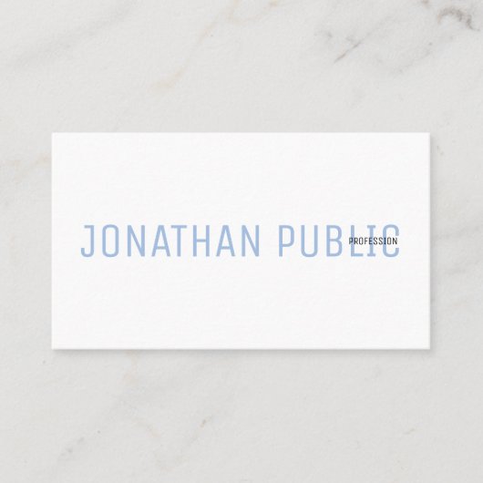 Modern Professioneel Elegant Blauw en Wit Eenvoudi Visitekaartje (Voorkant)