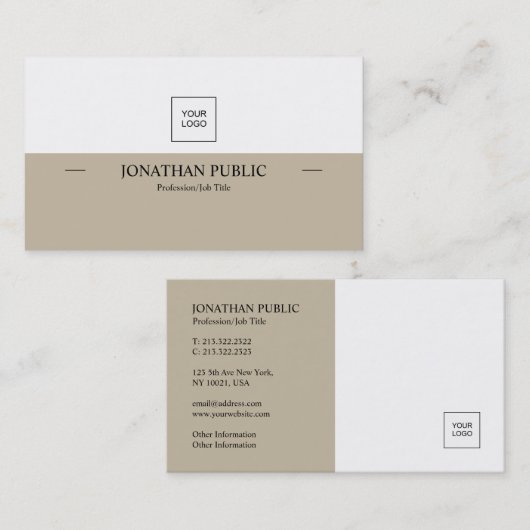 Modern Professioneel Elegant Creative Plain Logo Visitekaartje (Voorkant / Achterkant)