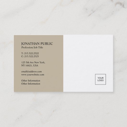 Modern Professioneel Elegant Creative Plain Logo Visitekaartje (Achterkant)