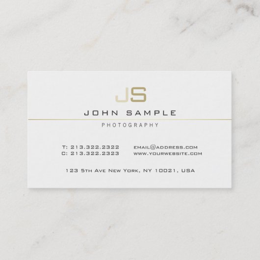Modern Professioneel Elegant Fotograaf Monogram Visitekaartje (Achterkant)
