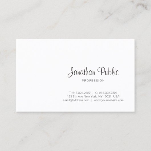 Modern professioneel elegant kalligrafiescript visitekaartje (Voorkant)