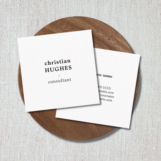 Modern Professioneel Elegant Minimaal Zwart Wit Vierkante Visitekaartje