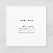 Modern Professioneel Elegant Minimaal Zwart Wit Vierkante Visitekaartje (Achterkant)