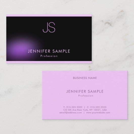 Modern professioneel elegant monogram luxueus visitekaartje (Voorkant / Achterkant)