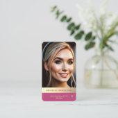 Modern Professioneel Elegant Roze Goud Monogram QR Visitekaartje (Staand voorkant)
