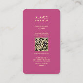 Modern Professioneel Elegant Roze Goud Monogram QR Visitekaartje (Achterkant)
