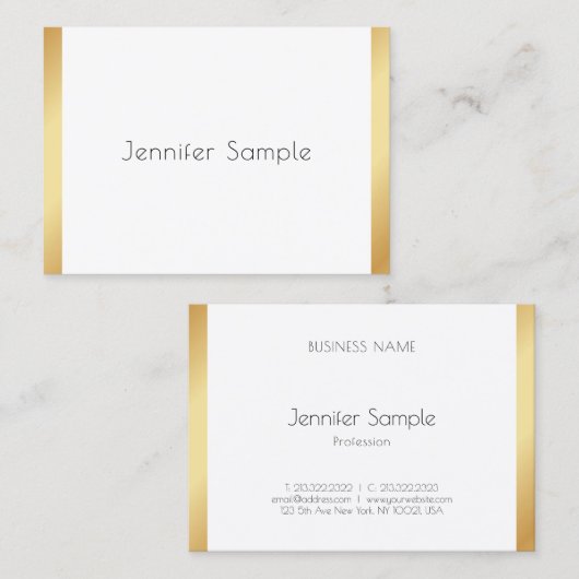 Modern Professioneel Elegant Trendy Sjabloon Goud Visitekaartje (Voorkant / Achterkant)