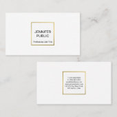 Modern Professioneel Elegant Wit Goud Chique Eenvo Visitekaartje (Voorkant / Achterkant)