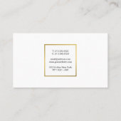 Modern Professioneel Elegant Wit Goud Chique Eenvo Visitekaartje (Achterkant)