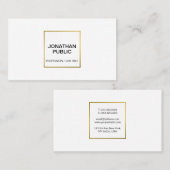 Modern Professioneel Elegant Wit Goud Chique Eenvo Visitekaartje (Voorkant / Achterkant)