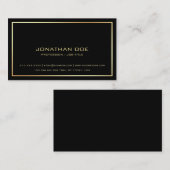 Modern Professioneel Elegant Zwart Goud Classy Visitekaartje (Voorkant / Achterkant)