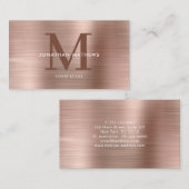 Modern professioneel geborsteld metaal zwart monog visitekaartje (Voorkant / Achterkant)