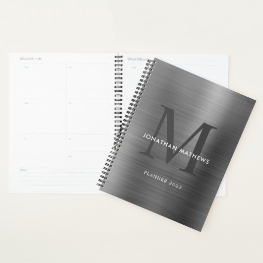 Modern professioneel geborsteld metallisch grijs m planner (Display)