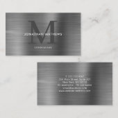 Modern professioneel geborsteld metallisch grijs m visitekaartje (Voorkant / Achterkant)