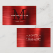 Modern professioneel geborsteld metallisch rood mo visitekaartje (Voorkant / Achterkant)