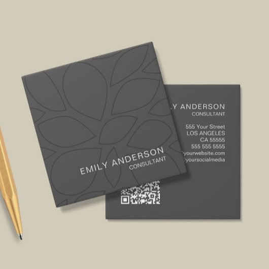 Modern professioneel gepersonaliseerd QR-Visitekaa Vierkante Visitekaartje