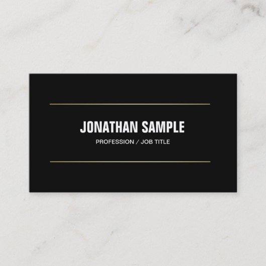 Modern Professioneel Gewoon Zwart Wit Goud Trendy Visitekaartje (Voorkant)