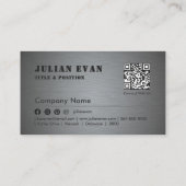 Modern professioneel glanzend zwart aluminium meta visitekaartje (Achterkant)