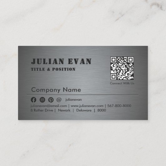 Modern professioneel glanzend zwart aluminium meta visitekaartje (Achterkant)