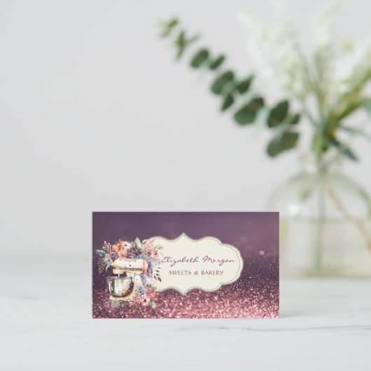 Modern Professioneel,Glitter Bokeh,Bloem Mixer Visitekaartje (Staand voorkant)