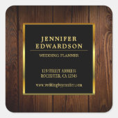 Modern professioneel goud zwart hout product vierkante sticker (Voorkant)