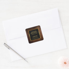 Modern professioneel goud zwart hout product vierkante sticker