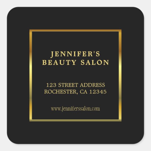 Modern professioneel goud zwart retouradres vierkante sticker (Voorkant)